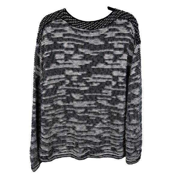 Eileen Fisher Organic Cotton Lightweight Woven Sweater Marled Black & White M - Picture 7 of 13